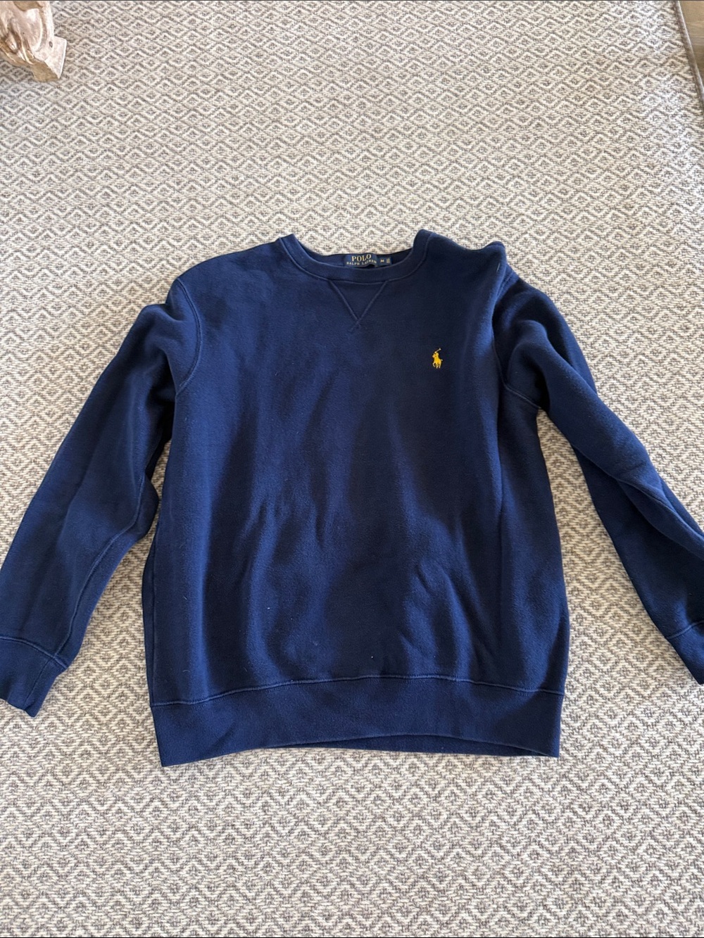 Polo by Ralph Lauren Navy Crewneck Sweater with Yellow Pony